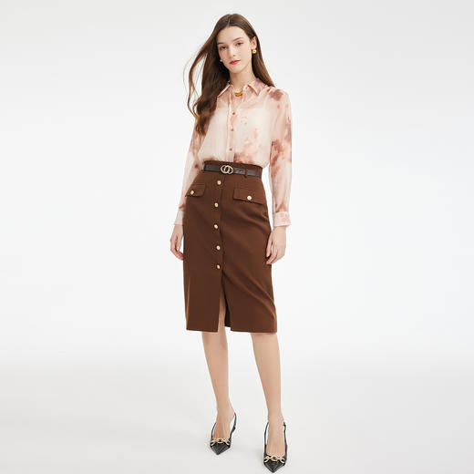 PF261斯尔丽2024新款时尚气质衬衫女翻领晕染印花高级感通勤气质上衣 商品图3