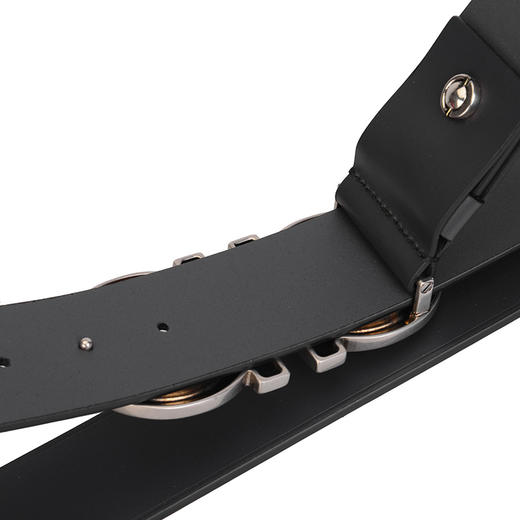 Salvatore Ferragamo 菲拉格慕 4.5cm宽做旧银扣黑色男士腰带 99181 商品图5