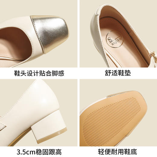 品质好货 | Safiya索菲娅2023新款二层羊皮粗跟复古玛丽珍鞋方头单鞋SF32115708 商品图11