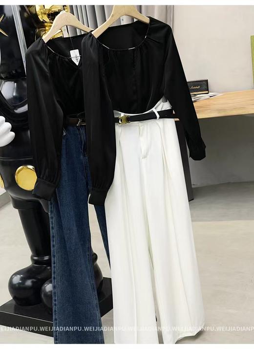 好看的哦~3950仿真丝光泽小衫上衣-喜出 商品图1