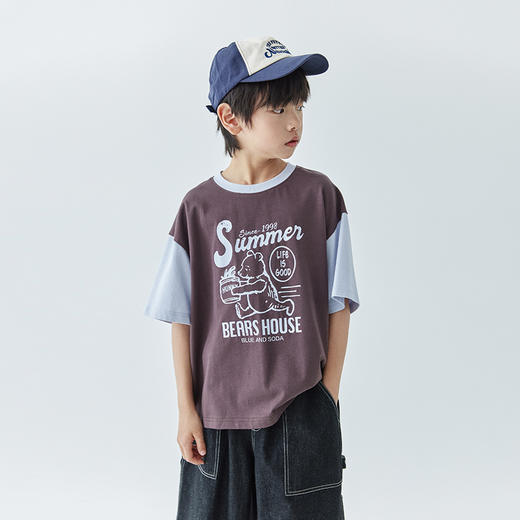 蓝汽水 844B24420 拼色短袖T恤 商品图4