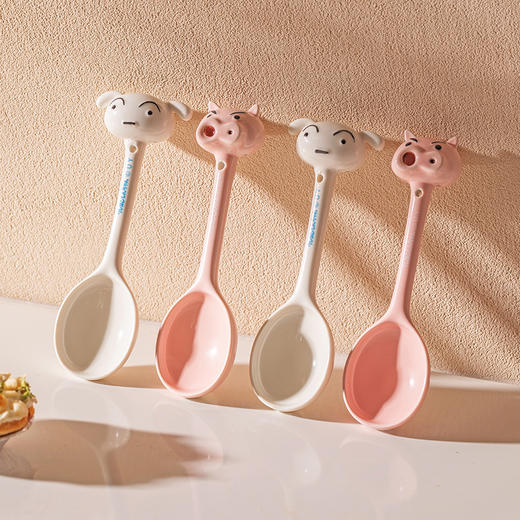 摩登主妇&蜡笔小新 左卫门陶瓷勺子长柄家用卡通汤勺可爱调羹 商品图3