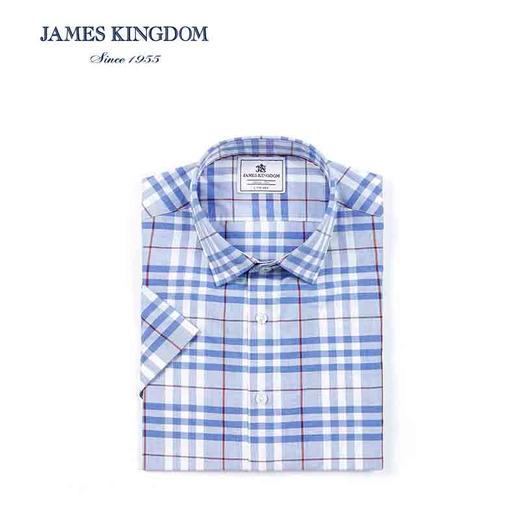 占姆士男士夏季凉感休闲短袖格纹衬衫 商品图2