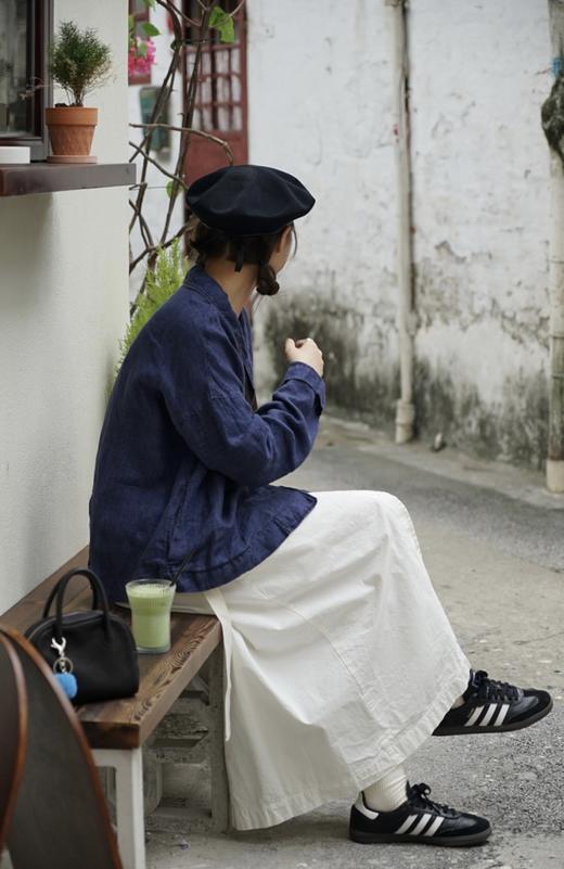 ALBUM DI FAMIGLIA 蓝染亚麻宽松西装外套 商品图9