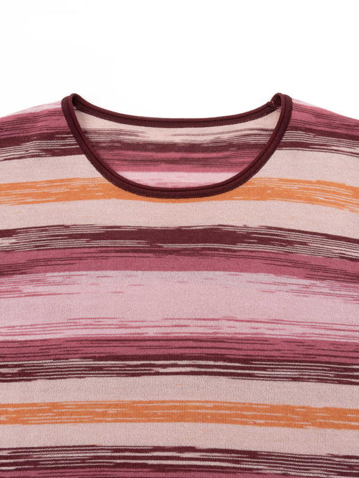 COCO ZONE"蜜桃糖”夏季圆领百搭撞色针织衫高级感条纹休闲长袖上衣CC1B1171 商品图4