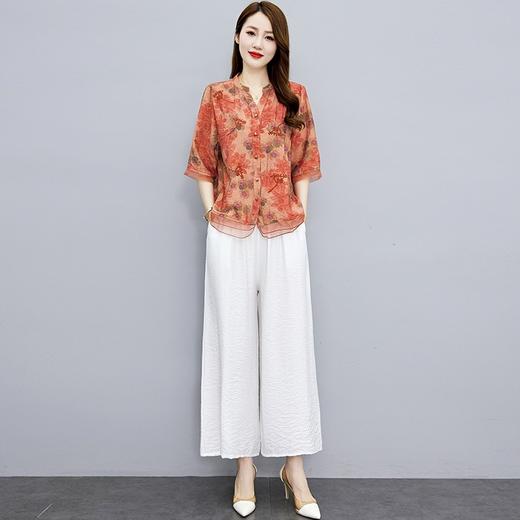 冰丝棉麻时尚洋气休闲，运动妈妈雪纺两件套裙裤HR-MY2335 商品图0