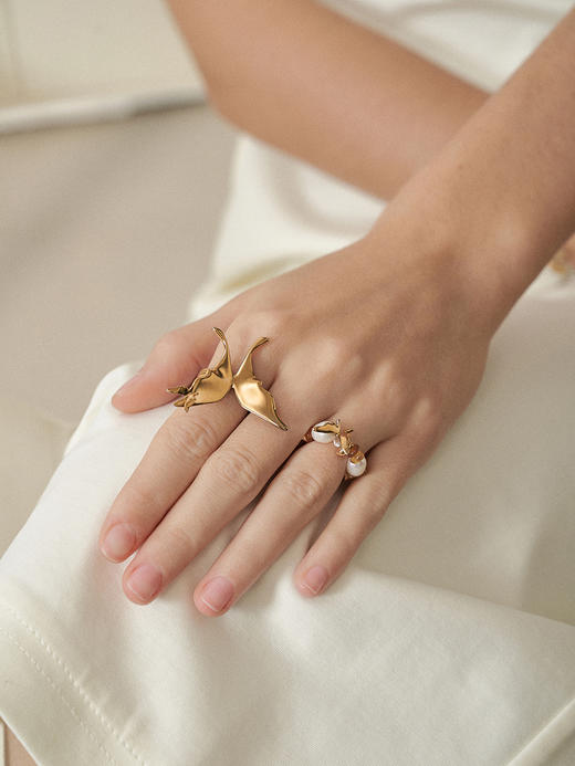 monSecret｜HB240302 蝶翼混珠戒指【ELYSIA】 [ 银 _P / 金_G  ] 商品图3