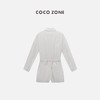 COCO ZONE "月下白茶“女士连体衣裤夏季翻领抽绳收腰气质衬衣连短裤CC2B0731 商品缩略图1