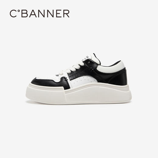 【自营】C.BANNER/千百度  千百度厚底板鞋熊猫鞋休闲鞋增高黑白女鞋 A23420115C01 商品图1