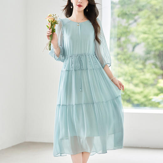 SM 82497808真丝连衣裙桑蚕丝显瘦大码 商品图2