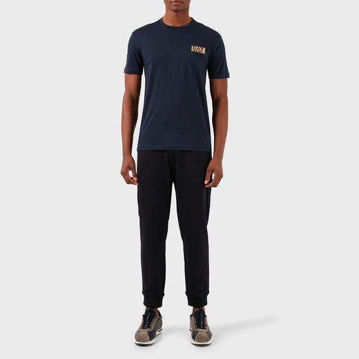 EMPORIO ARMANI EA7 阿玛尼 男士 EA7 徽标印花棉质圆领短袖T恤 蓝色 3DPT07 PJM9Z 1554 商品图3