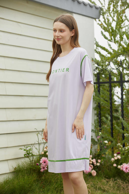 【满2件/99元】【秀黛】女撞色休闲短袖裙女士夏季睡裙家居服L2551082T【门店同款】 商品图2