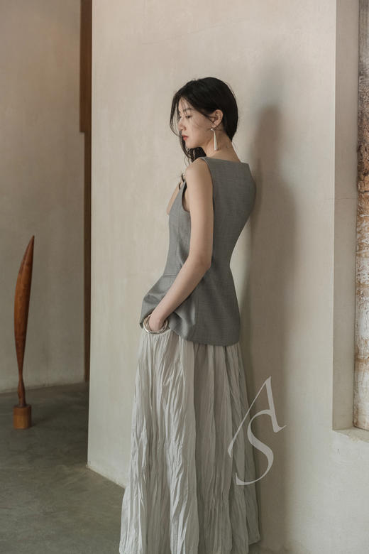 Mark Kenly Domino Tan 浅银灰/卡其色NIKI薄棉百褶半裙 商品图6