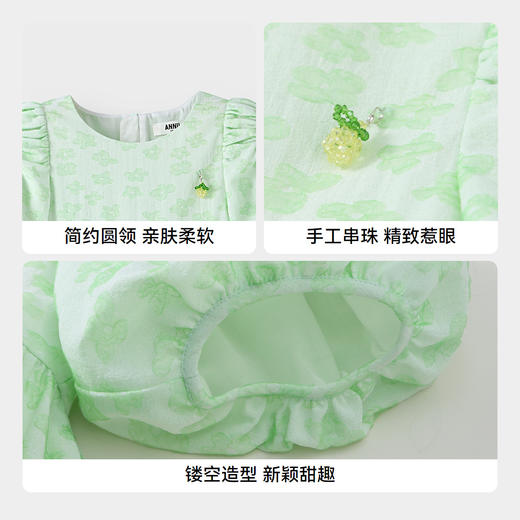 女童泡泡袖甜美连衣裙裙子BLUE新款安奈儿童装实体店同款AG423831 商品图4
