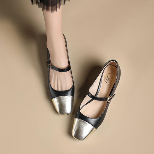 品质好货 | Safiya索菲娅2023新款二层羊皮粗跟复古玛丽珍鞋方头单鞋SF32115708 商品图4