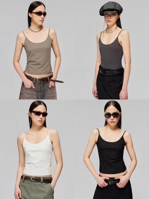 Simple Project/Y2426/混纺弹力针织深U领紧身短款吊带 商品图0