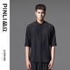 PINLI品立秋季新款纯色立领中袖衬衫男士免烫休闲五分袖衬衣GD242213296 商品缩略图5