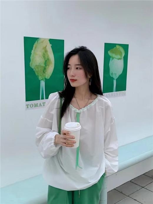 好看的哦~时尚绿色抽绳防晒小衫上衣-喜出 商品图0