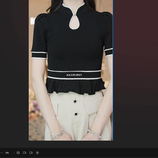 MAXRIENY新中式曲珠毛衫小香风显瘦气质时尚夏季黑色复古法式(货号:MS85SW057) 商品图3