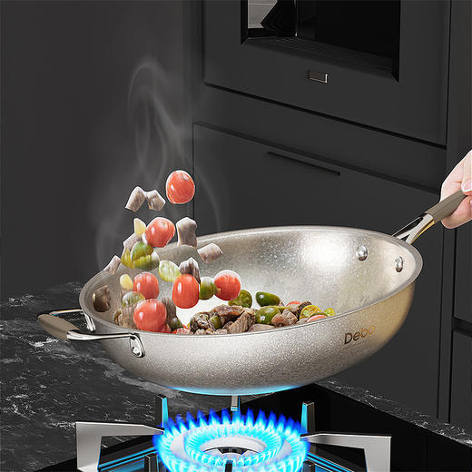德铂纯钛炒锅无涂层物理不粘炒菜锅30cm抗菌电磁炉通用 德罗拉 商品图1