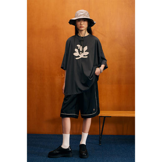 GOODBAI 撞色白鸽绣章logo贴布绣oversize短袖T恤 商品图0