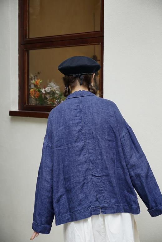 ALBUM DI FAMIGLIA 蓝染亚麻宽松西装外套 商品图2