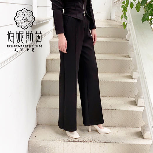 漆黑色、窃蓝色长裤HJ1L05 商品图1