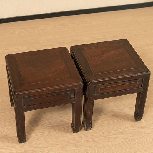 清 红木带屉四面平方凳（一对） 商品图1