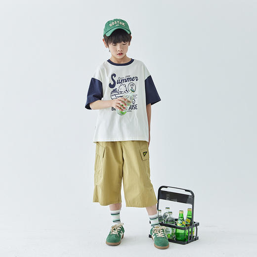 蓝汽水 844B24420 拼色短袖T恤 商品图2