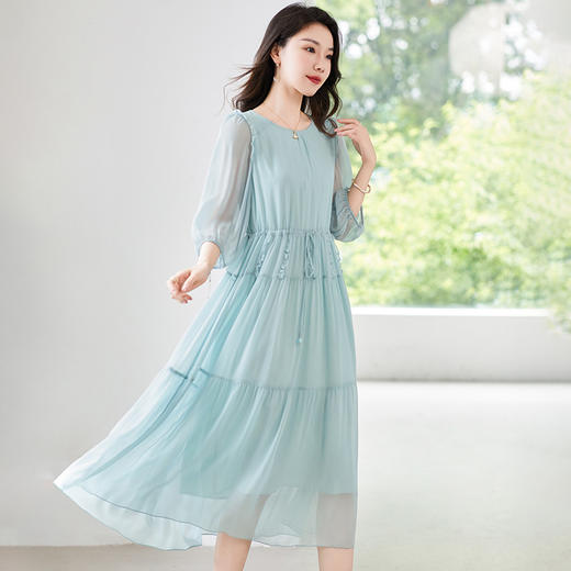 SM 82497808真丝连衣裙桑蚕丝显瘦大码 商品图0