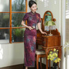 HQ041-老上海新中式紫色旗袍改良国风连衣裙长款 商品缩略图2