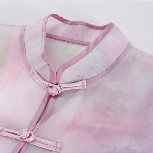 RE2A4斯尔丽2024新款晕染通透纱新式国风盘扣上衣含配色吊带衫百搭显瘦 商品图4