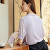 玳莎系带木耳边领真丝小衫女2024新款夏季优雅气质五分袖上衣衬衫  EB31106 商品缩略图3