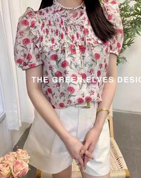 好看的哦~81916玫瑰花盘扣小衫-喜出