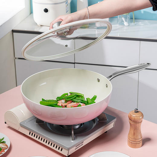 Debo德铂0氟钛盾不粘炒锅无涂层少油烟平底炒菜锅电磁炉燃气通用 商品图5