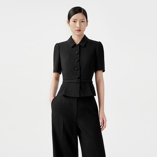 XL1XXL1朗姿短袖收腰修身短款醋酸西装外套女法式通勤(货号:LSET01WJK112) 商品图0