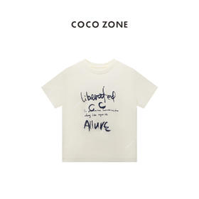 COCO ZONE"涂鸦T“夏季字母印花别致短袖T恤时尚圆领通勤休闲上衣CC2B0889