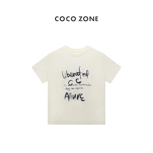 COCO ZONE"涂鸦T“夏季字母印花别致短袖T恤时尚圆领通勤休闲上衣CC2B0889 商品图0