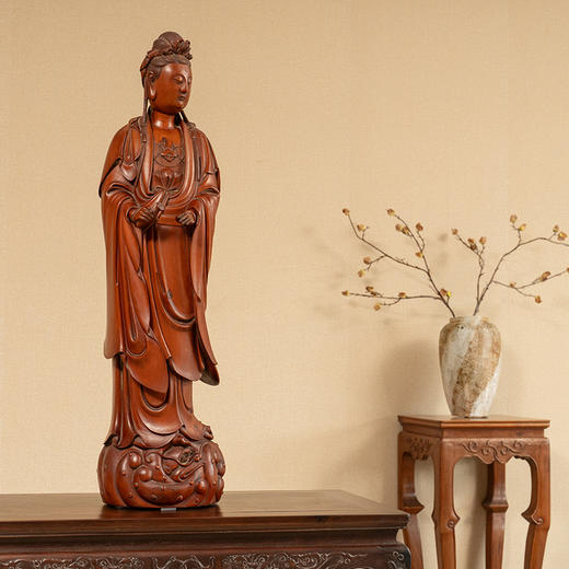 清 黄杨木雕净瓶观音像 商品图4