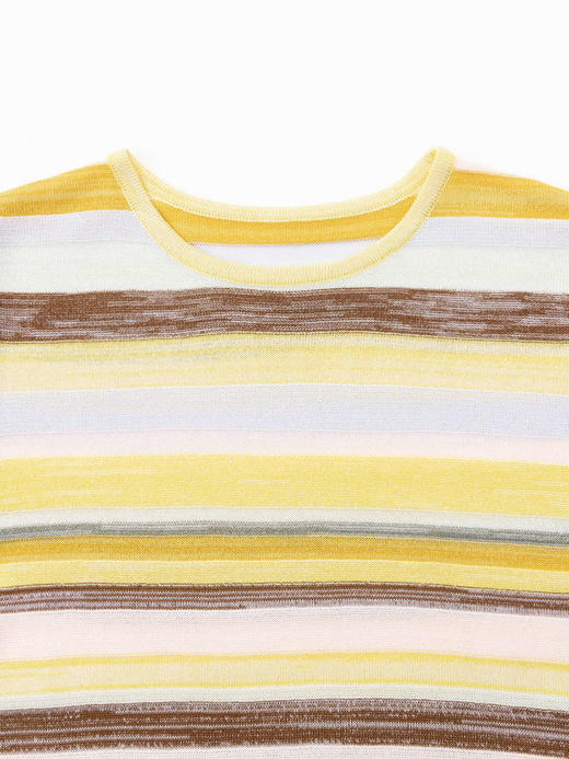 COCO ZONE"彩虹裙”夏季时尚短袖圆领条纹连衣裙简约气质A字长裙CC1B0967 商品图4