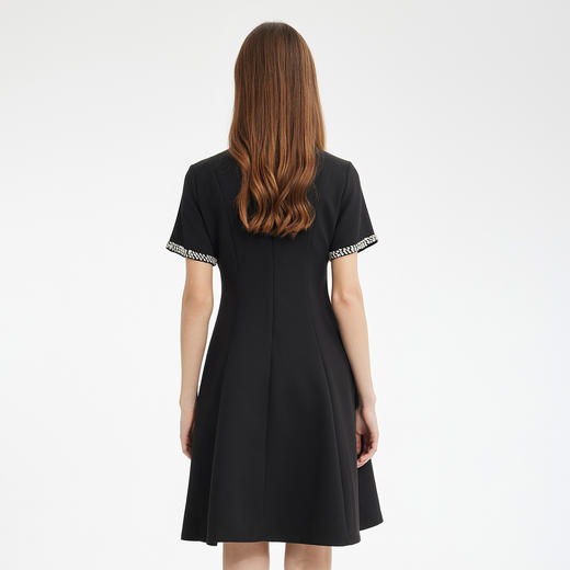 PF851斯尔丽24夏新款设计感收腰放摆褶裥下摆钉钻款小礼服连衣裙 商品图1