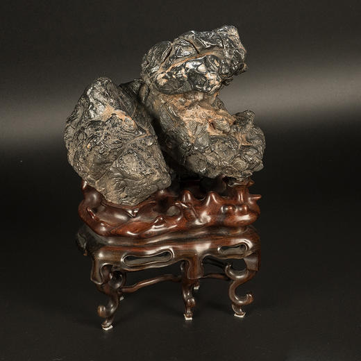 清 灵璧石狮形文房赏石（红木座） 商品图4