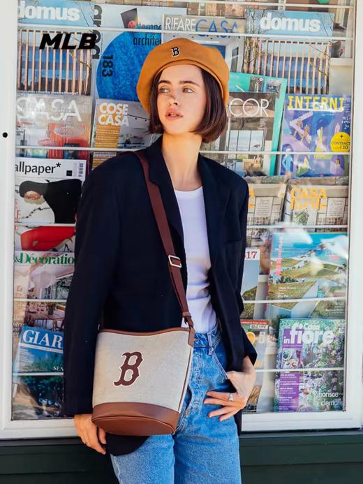 MLB官方男女情侣水桶包经典挎包时尚明星同款休闲百搭BMS07 商品图1