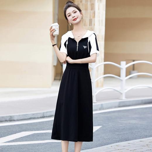 时尚气质收腰显瘦，卫衣长裙休闲连帽连衣裙HR-QXG205 商品图0