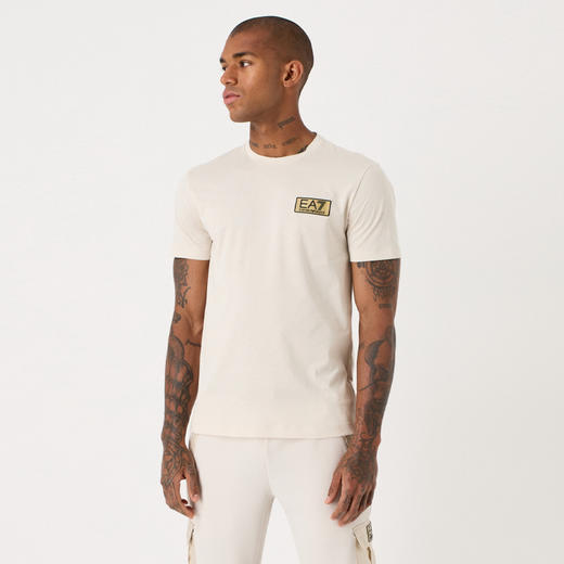 EMPORIO ARMANI EA7 阿玛尼 男士 EA7 徽标印花棉质圆领短袖T恤 米色 3DPT07 PJM9Z 1946 商品图1
