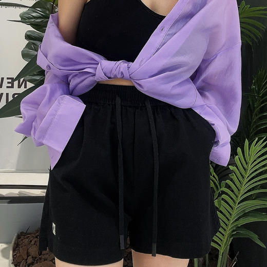 2-9GD松紧腰抽绳侧边小标休闲短裤40325（黑白） 夏季 401362032105 商品图0