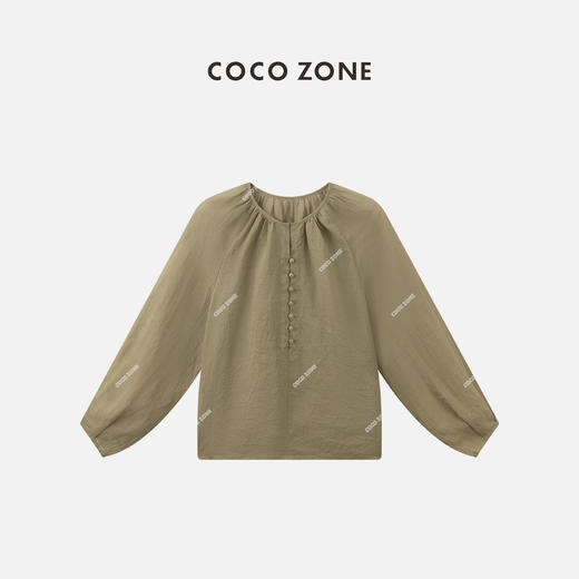 COCO ZONE"禅意美学“夏季时尚长袖薄款上衣V领显瘦简约纯色衬衫CC2B0903 商品图0