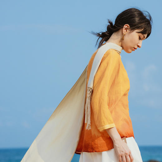 * 绽放旅行女装318朵/原创晚霞色亚麻宽松清凉夏季旅游穿搭衬衫 商品图3