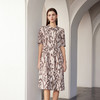 【桑蚕丝系带印花连衣裙】24年春夏新品女士100%桑蚕丝连衣裙时尚条纹印花裙子 商品缩略图0