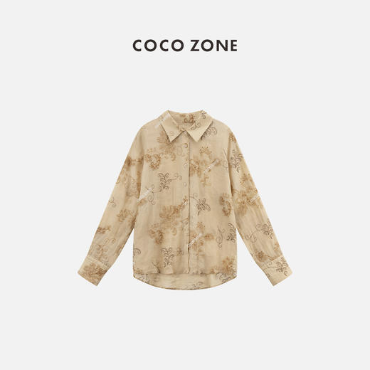 COCO ZONE"夏蝉”夏季时尚女绣花设计薄款衬衫气质翻领长袖上衣CM2B0070 商品图0